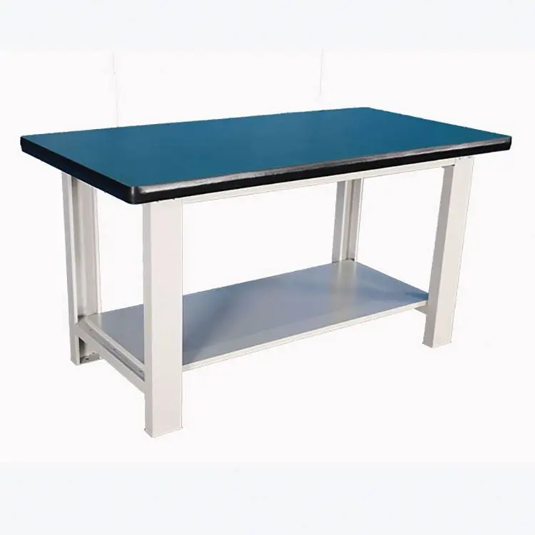 Industrial heavy duty garage lab workbench with rubber mat top