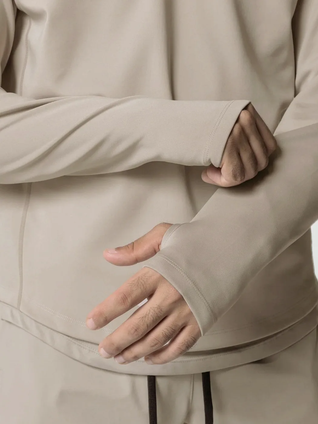 custom logo screen printing sweat wicking 4 way stretch lightweight blank thumb hole quater zip sports training hoodie for men