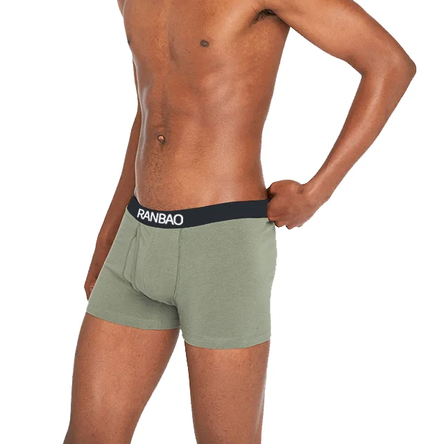 Wholesale 100% cotton mens underwear fly open design men boxer customized logo mens boxer briefs