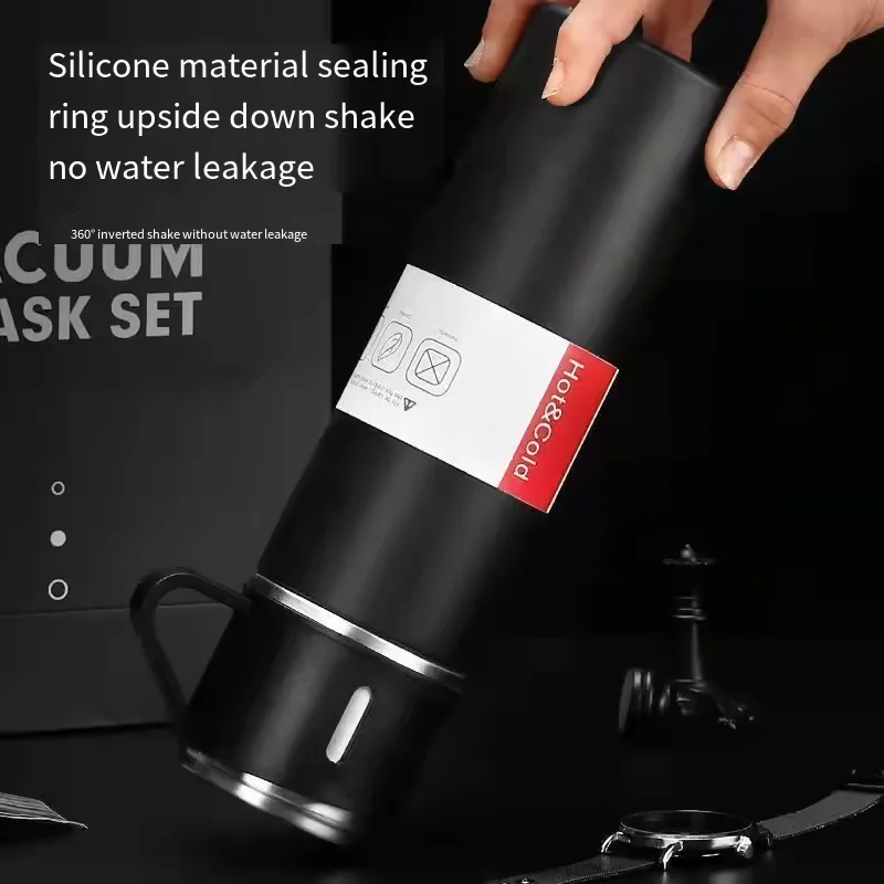 Business 500ml Gift Box Set Portable Business Cup Stainless Steel Thermos Cup One Cup Flasks Water Bottle With 3 Lids