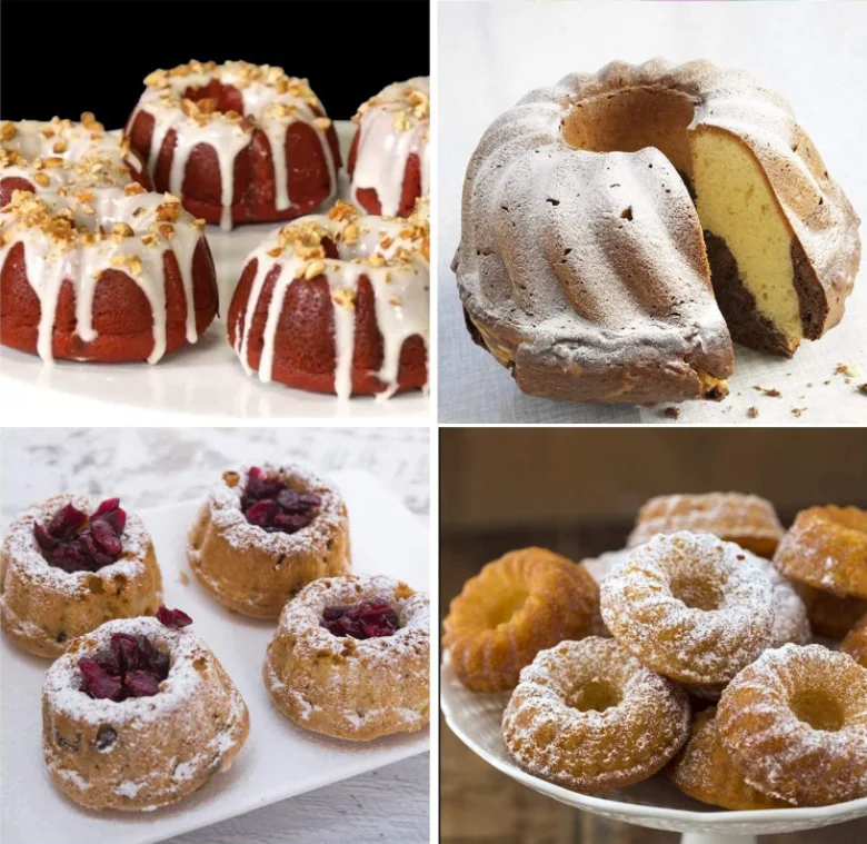 Mini Bundt Cake Silicone Pan Fluted Tube Cake Pans European Grade Non Stick Fancy Molds for jello, Cupcake, Doughnut Donut