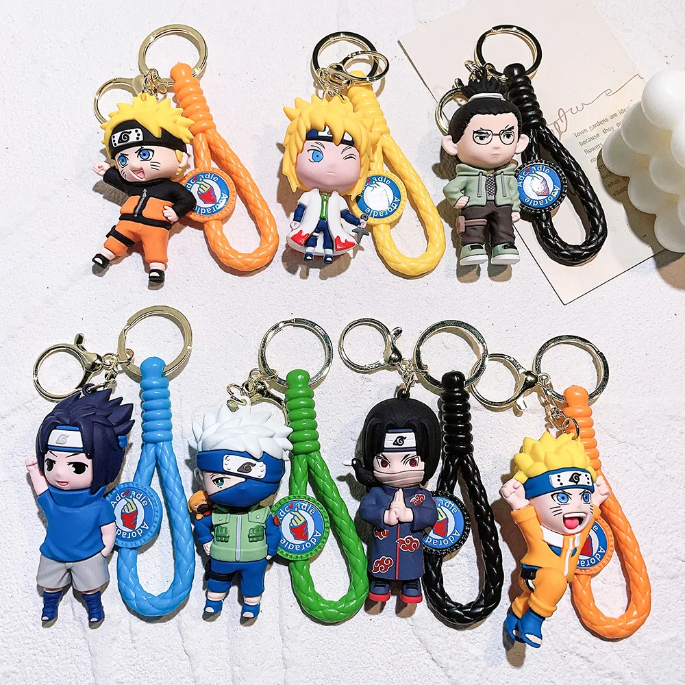 Cartoon anime Nar uto soft glue mini doll 3D keychain lanyard car keychain