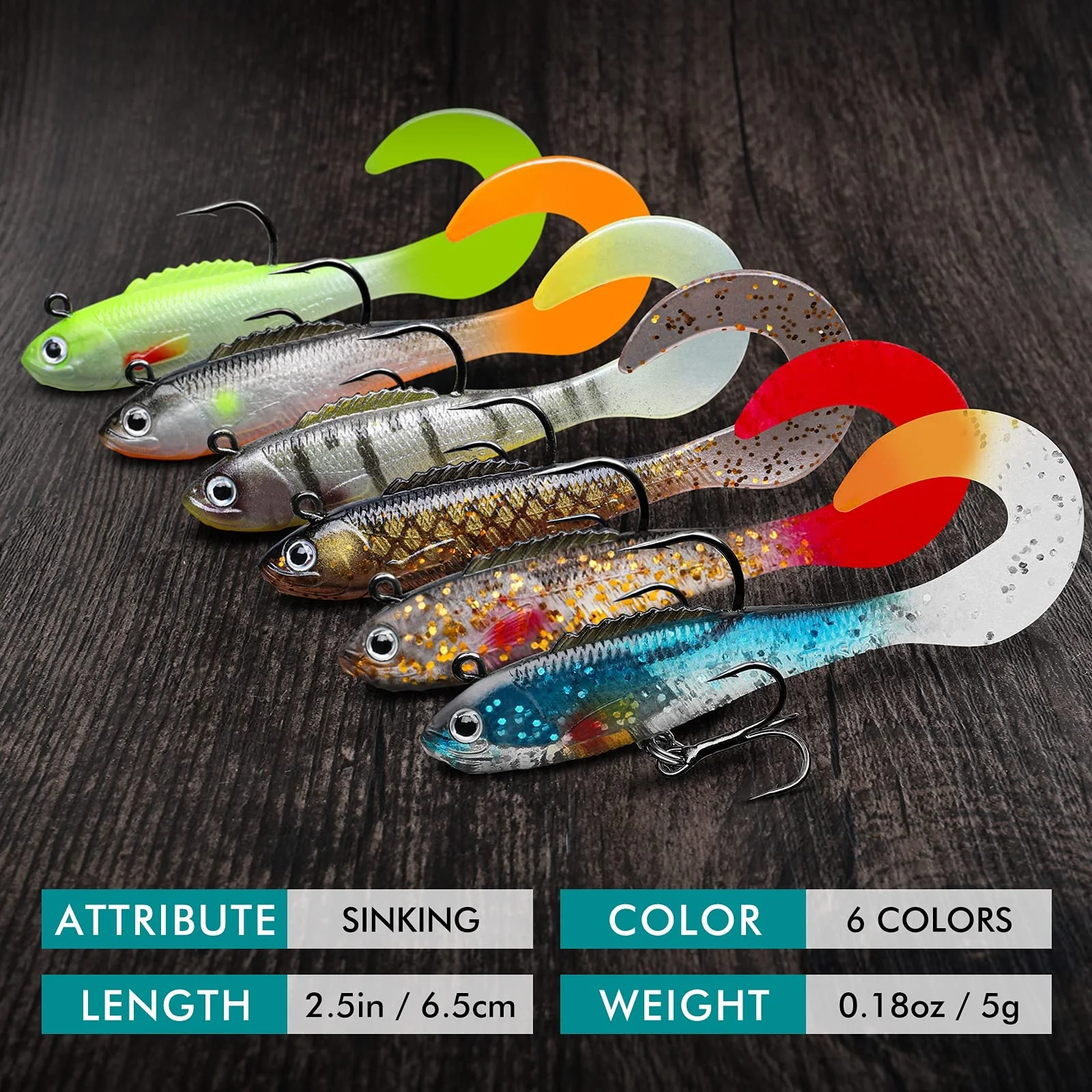 Truscend Amazon Best Seller pike carp pre rigged jig head soft cured tail plastic artificial fishing lures bait for trout