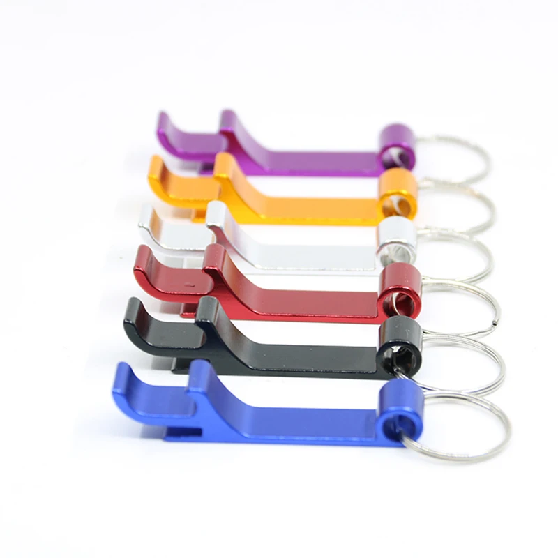 Free logo Mini aluminum alloy bottle opener keychain beer bottle opener key ring