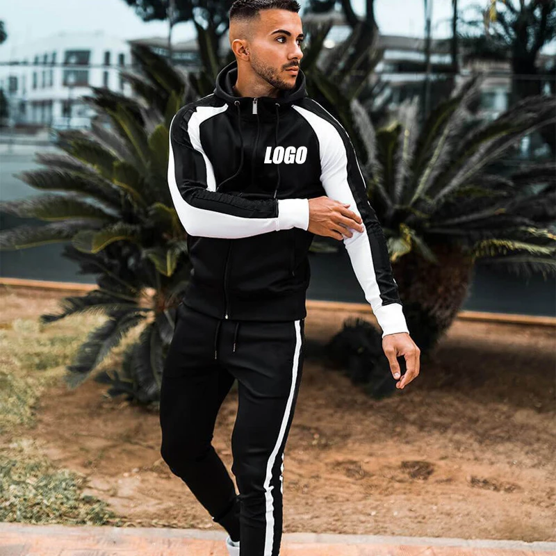 custom logo thick velvet men winter designer famous brands jogger sweatsuits sets bulk