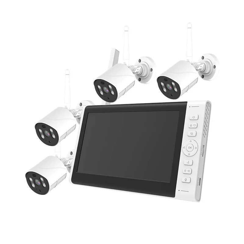 Private 4 Channel NVR Camera System 1080P Security Camera 2MP 7 Inch Night Vision Tris Home NVR Monitoring Sets 128GB TF Card