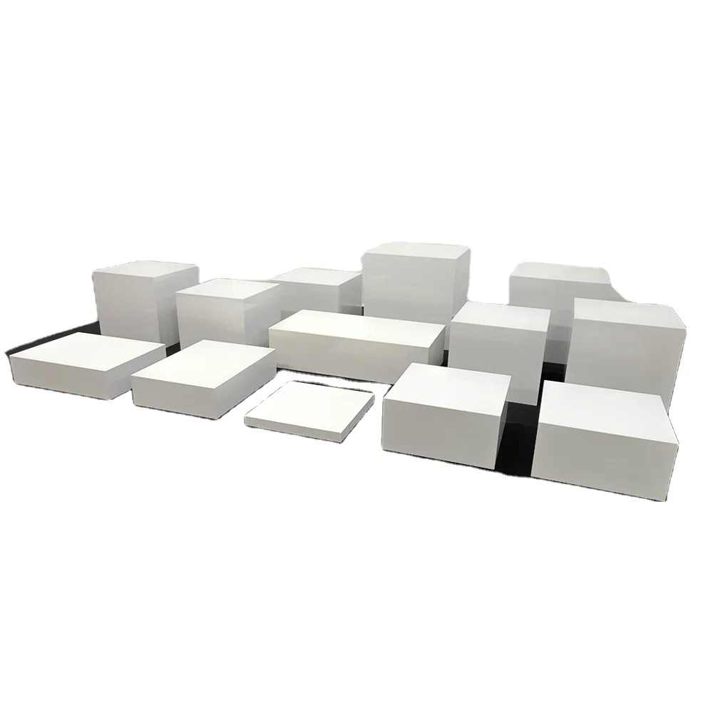 Languo White Buffet Acrylic table Riser Cube Display Nesting Risers Lucite Square Food Pedestal Box Display