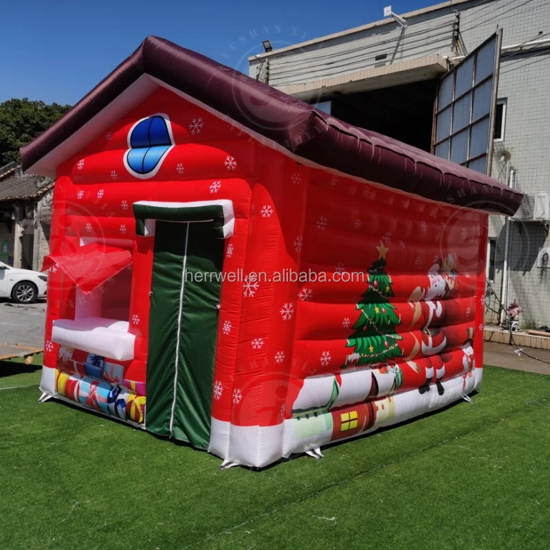 Outdoor Party Tent Inflatable Christmas House Used Christmas Decoration Santa LED Tent Inflatable Christmas House For Sale