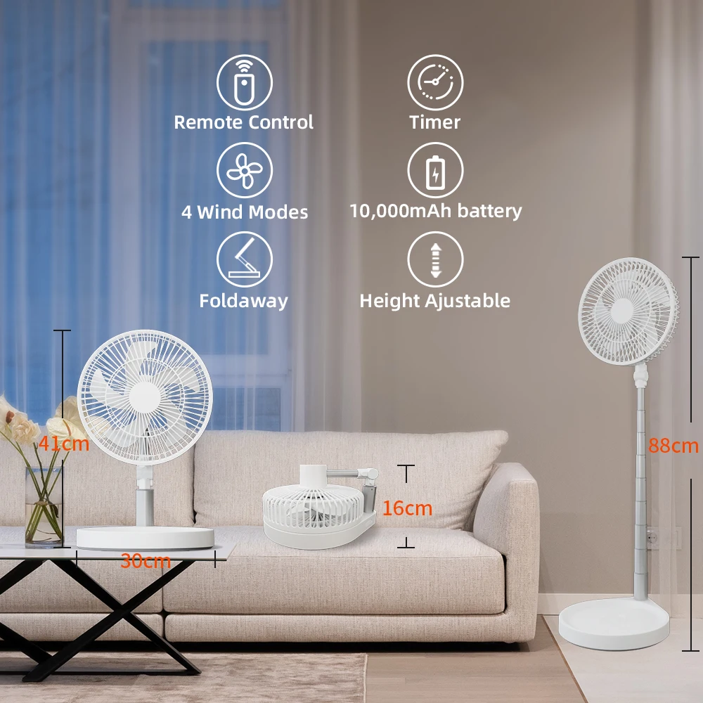 Chinese portable rechargeable oscillation foldable usb timing mini stand with led light fans