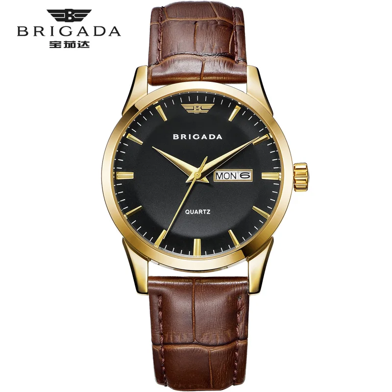 Мужские водонепроницаемые кварцевые часы из нержавеющей стали с ремешком из коровьей кожи