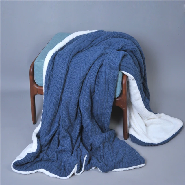 Полиэстер 120x150 трикотажное синее флисовое плотное одеяло для зимы 2 слоя