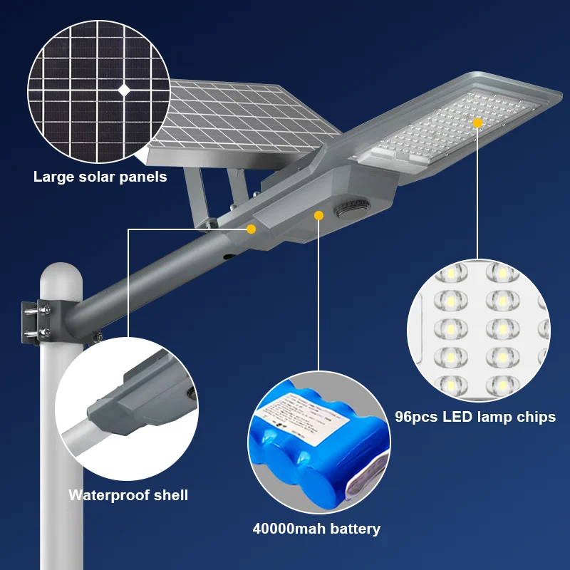 100w 200w 300w 400w 500w SMD Split LED Solar Street Light Waterproof IP65 IP67 Aluminum Outdoor Road Lamp with Remote Control