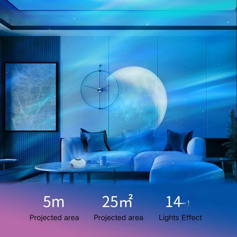 Juertown Adjustable Brightness Flying Saucer Aurora Lamp Mini LED Night for Bedroom Starry Projection Desk Battery Operated