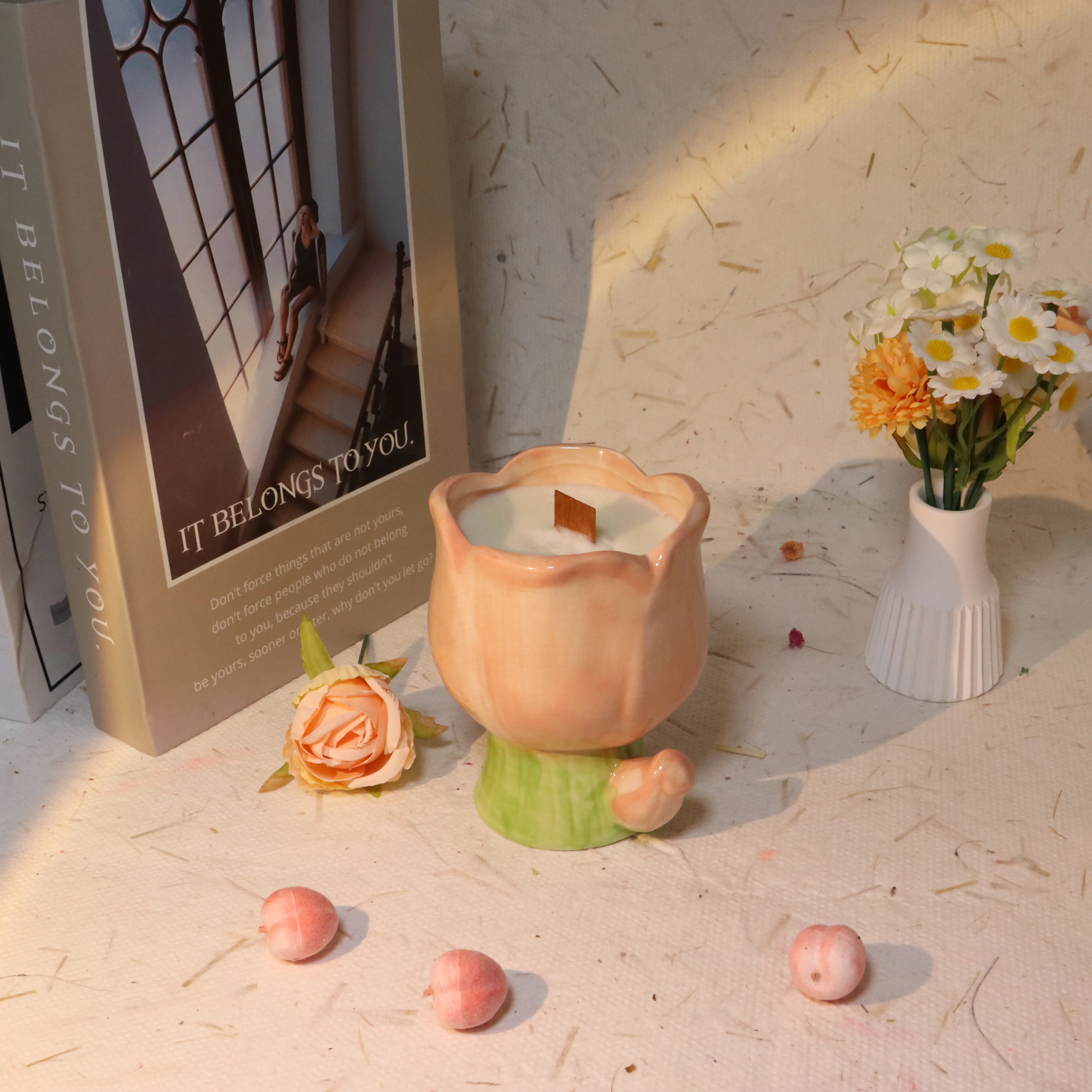 2024 Factory Customized Tulip Shaped Scented Candle Set Private Label Soy Wax Scented Candles for Air Fresheners