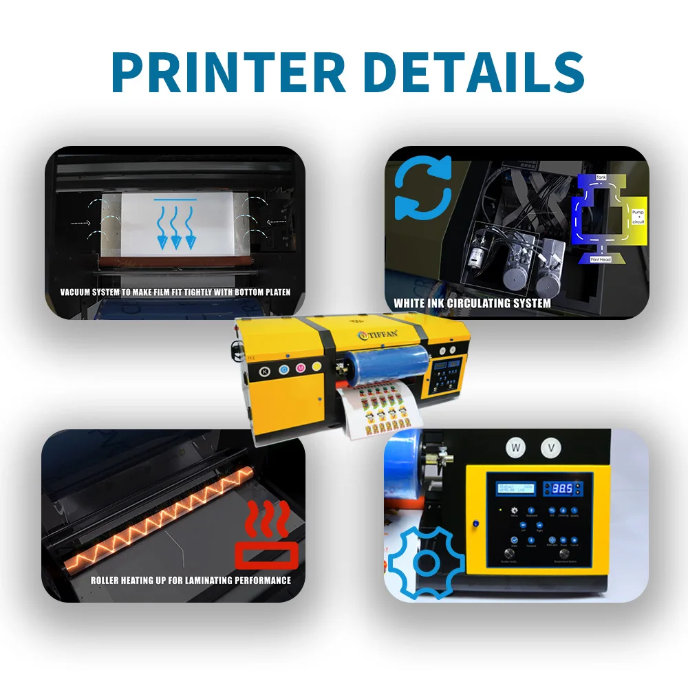 High Productivity 12 inches A3 30cm 30 cm UV DTF Cup Wrap Printer Sticker Printer Machine UV DTF Printer With Laminator