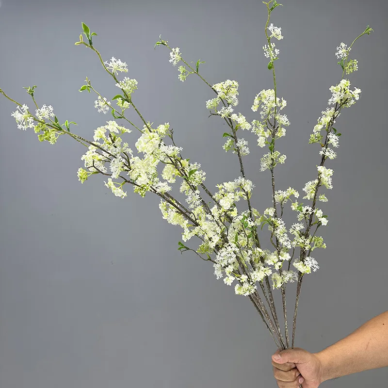CM-TH1215 Hot Sale Artificial Long Snow Willow Branch With White Flowers Stem Greenery Plants Home Wedding Floral Arrangement