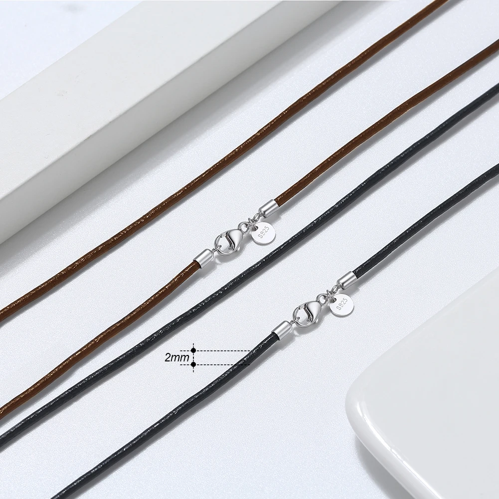 RINNTIN SC62 New Arrival Factory Direct Black Cheap Rope Chains Genuine Leather Clasp Necklace Chain Wholesale