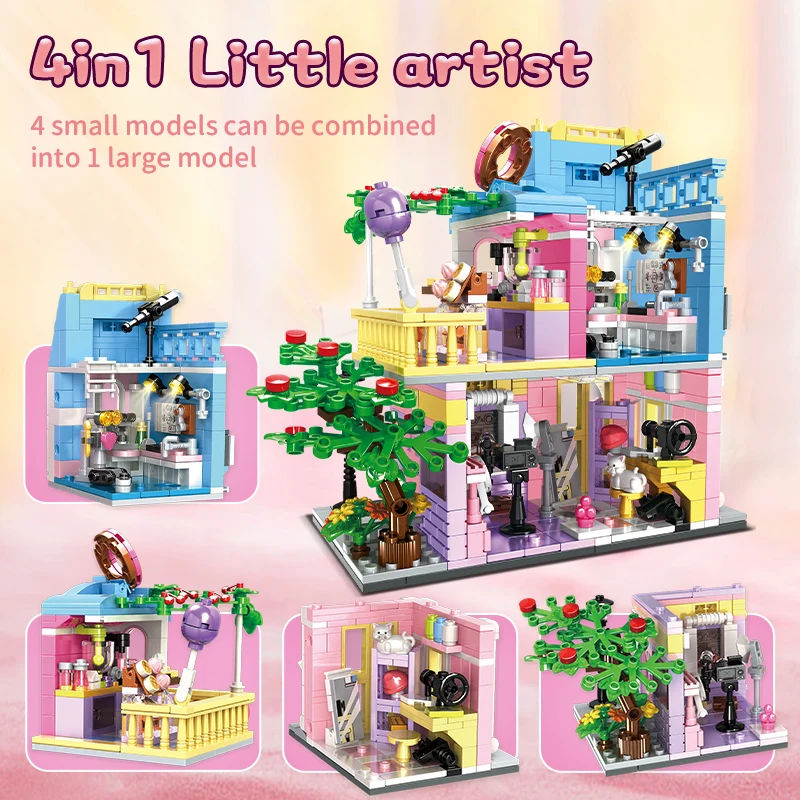C0255 Wholesale Customize City House Building Blocks Brick Set Child Boy Girl Richly Villa Construction Toy