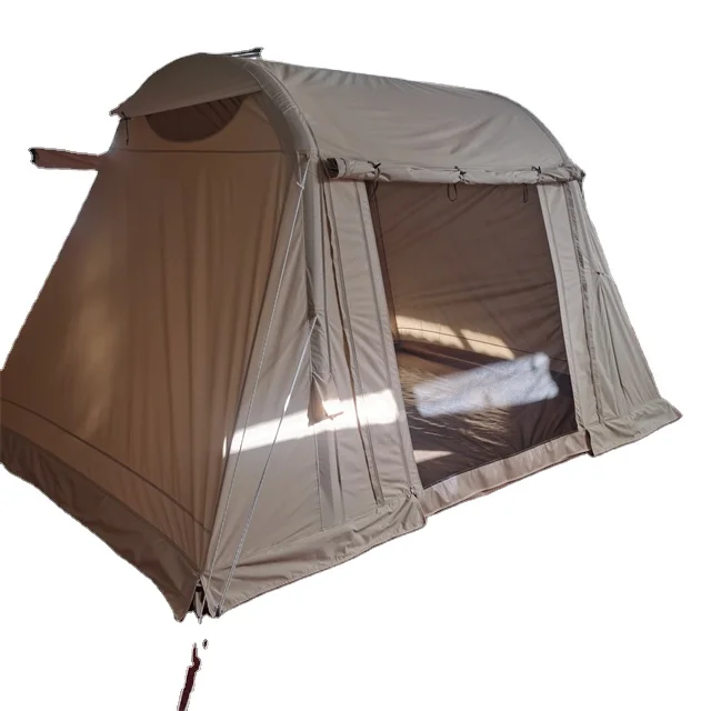 New Cotton Waterproof Spring Camping Big Window And Two Living Large Size Waterproof 3000mm Inflatable Canvas Safari Tent