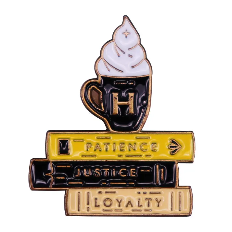 Hard Work Patience Justice Loyalty Hufflepuf Wizard House Pride Badges Wizarding School Book Stack Brooches