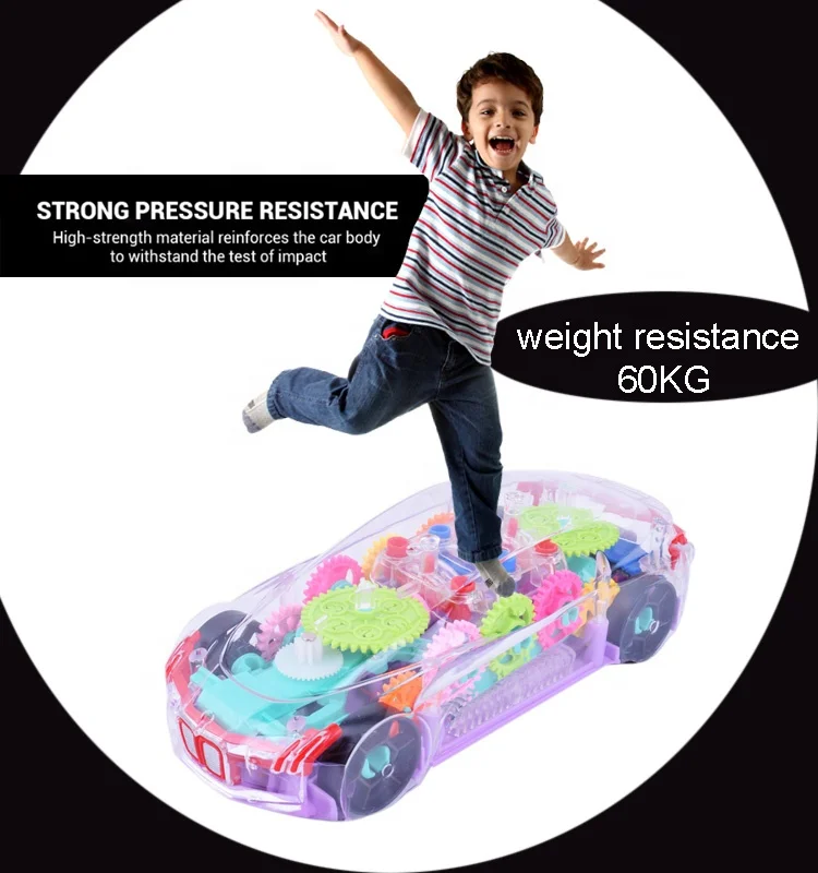 Transformation Toys Transparent Gear 360 Degree Rotation Concept Transparent universal wheel car toy  with Music Light