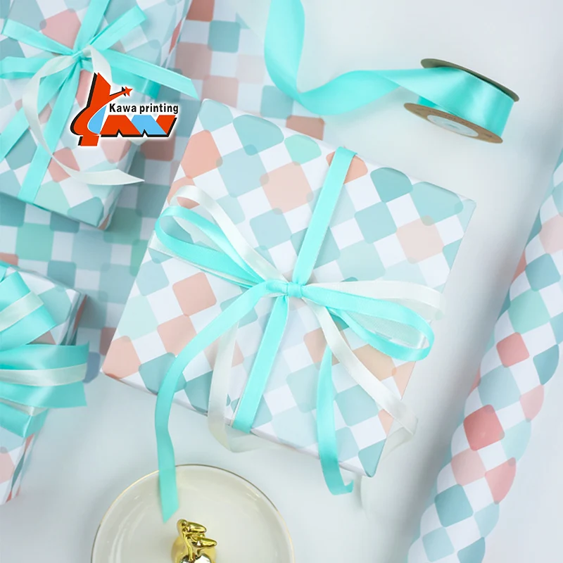 Wholesale Pink Patterns Printed Thick Brown Gift Wrapping Kraft Paper Roll