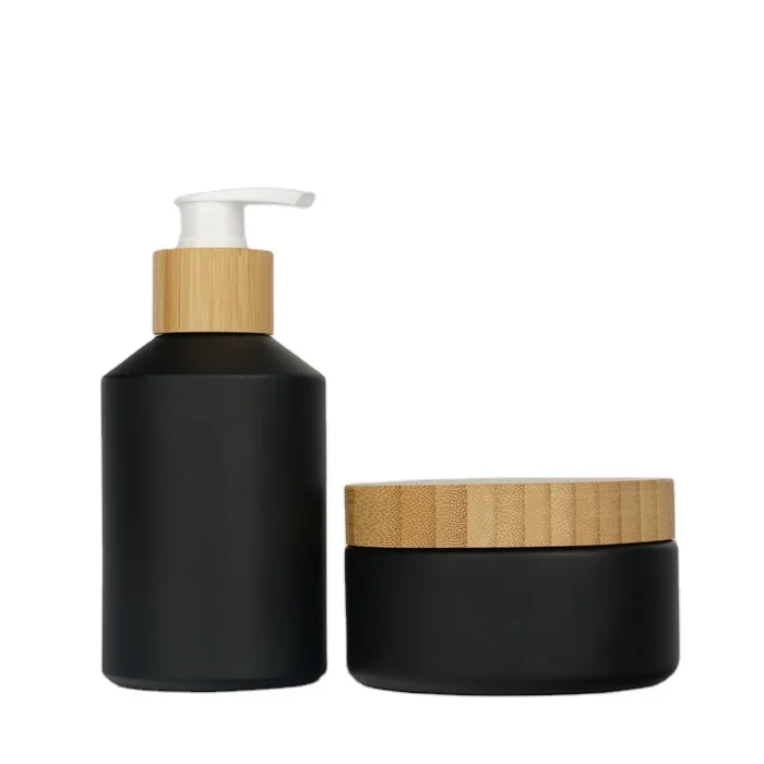 150ml 200ml 250ml Body Lotion Glass Jar with Bamboo Lid and Wood Id