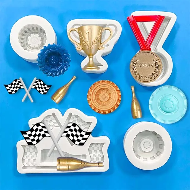 Race Car Silicone Molds 3D Round Tire Fondant Moulds Truck Wheel Shape Silicone Mould Racing Car Chocolate Candy Molds Baking