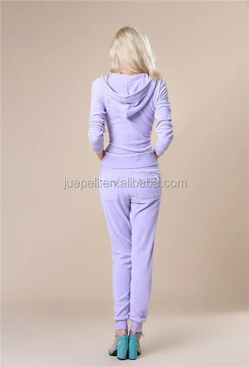 
Homewear sportswear yoga/gym hoodie jacket and pants 2PC set for ladies / women velour tracksuits 