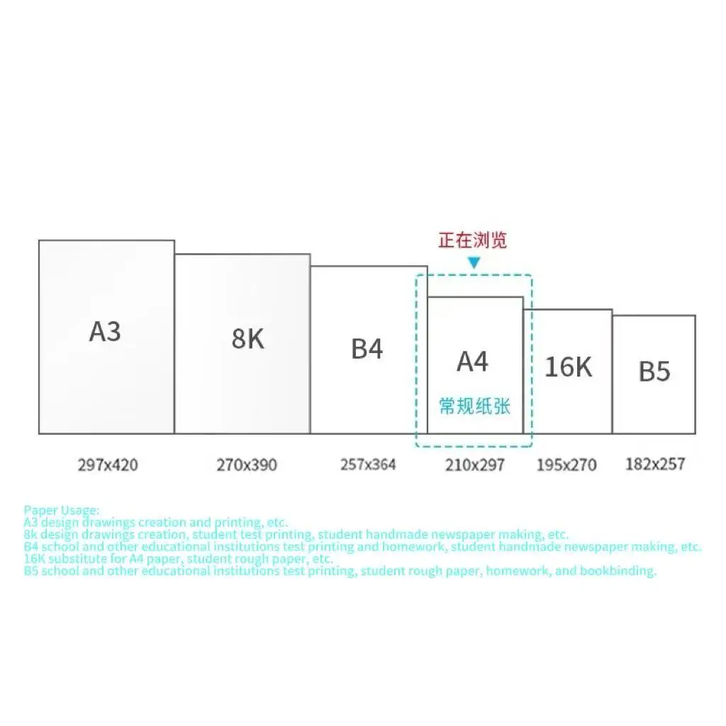 Copy paper in custom sizes and colors a4 paper for drawing, printing, etc