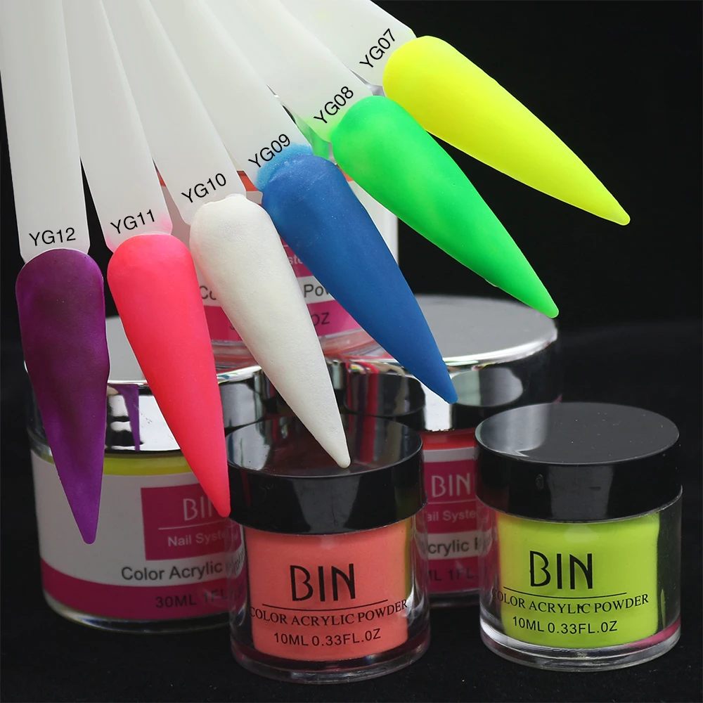 BIN 10ml Neon Acrylic dipping Nail Powder Professional manicure Polymer Powder for Nail Extension