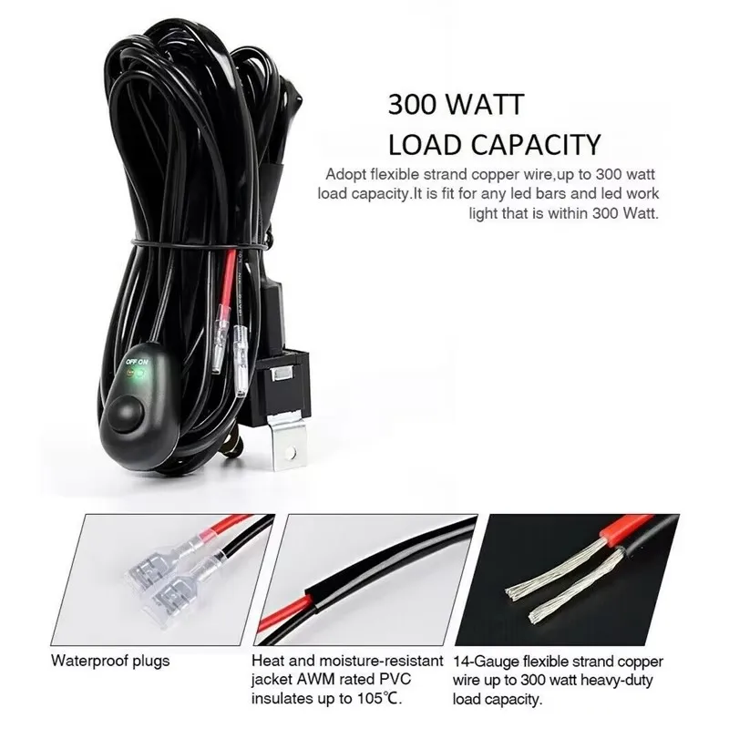 Automobile On-off Switch Relays for Car Light Bar 12V 40A Auto LED Lamp Remote Controller Wiring Harness Kit
