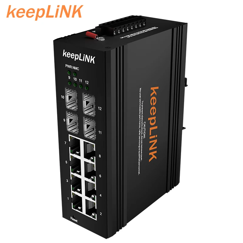 Customized 8 port With 4 fiber uplink gigabit Ethernet network managed industrial PoE switch