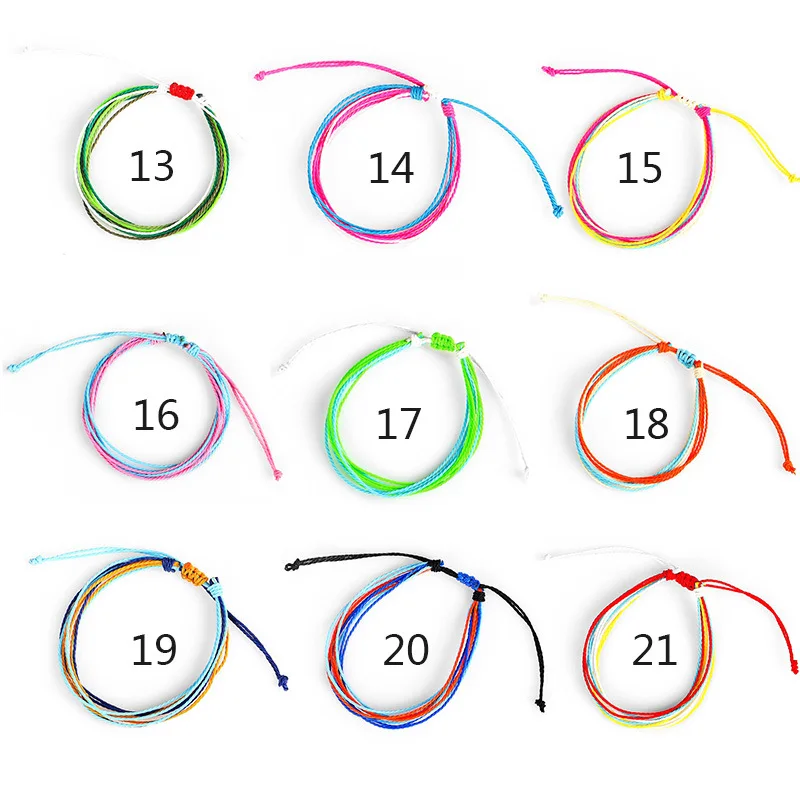 Creative Drawstring Colourful Women Black Thin Blue Line Silk Wax Thread Adjustable Handmade Rope Bracelet Jewelry