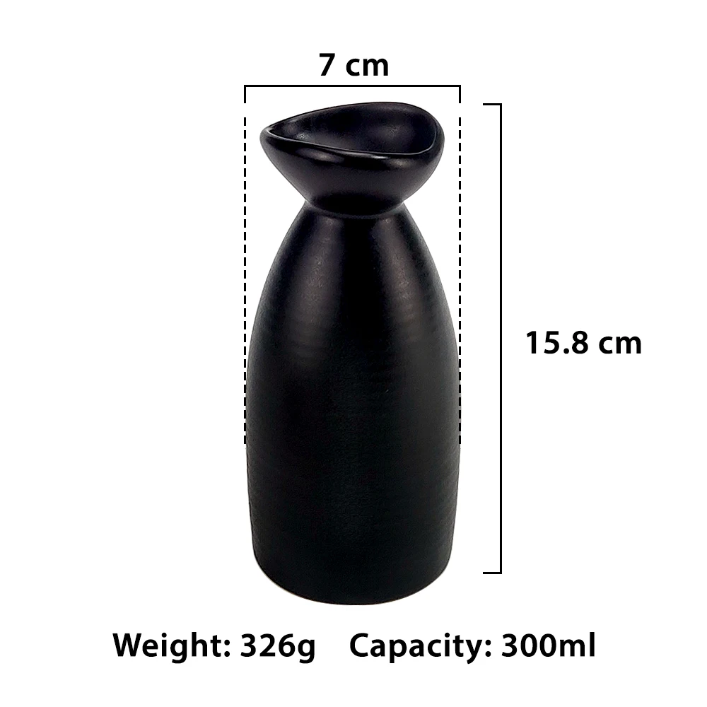 Wholesale Japanese Custom Ceramic Sake Set Drinkware Black Sake Bottle Cup Pitcher Pot Set Black White