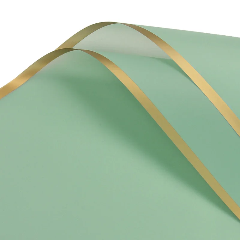 Wholesale flower shop gift flower waterproof with gold edge wrapping paper gold edge waterproof flower decoration wrapping paper