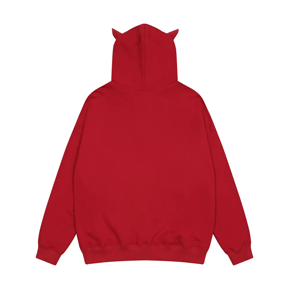 Demon Horn Ox Horn Sweatshirt 100 Cotton Long Sleeve Printed Oversize Pullover Zip Up Hoodies