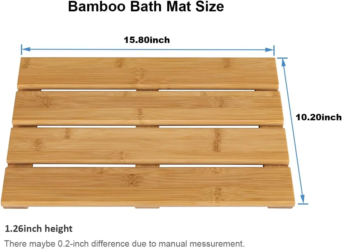 Smooth Natural  Bamboo Bathtub Waterproof Sauna Spa Steps Bathroom Floor Mat  with anti-slip feet BathMat Shower Mat