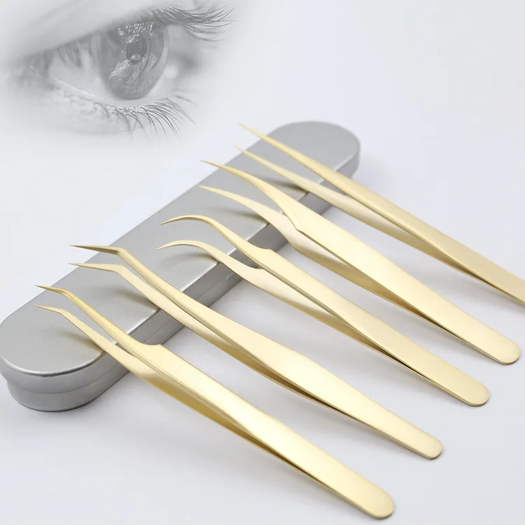 Private Label Custom Lash Extension Fiber Tip Strong Hold Slim Thin Straight Volume 90 Degree Tweezers For Eyelash Extension
