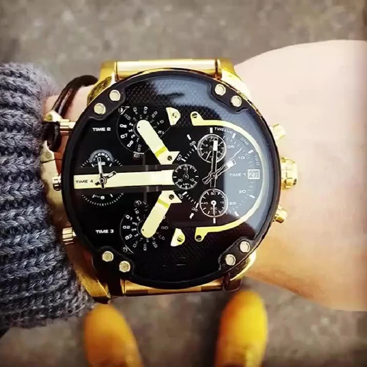 Качественные модные крутые мужские часы, Роскошные Кварцевые часы с большим циферблатом