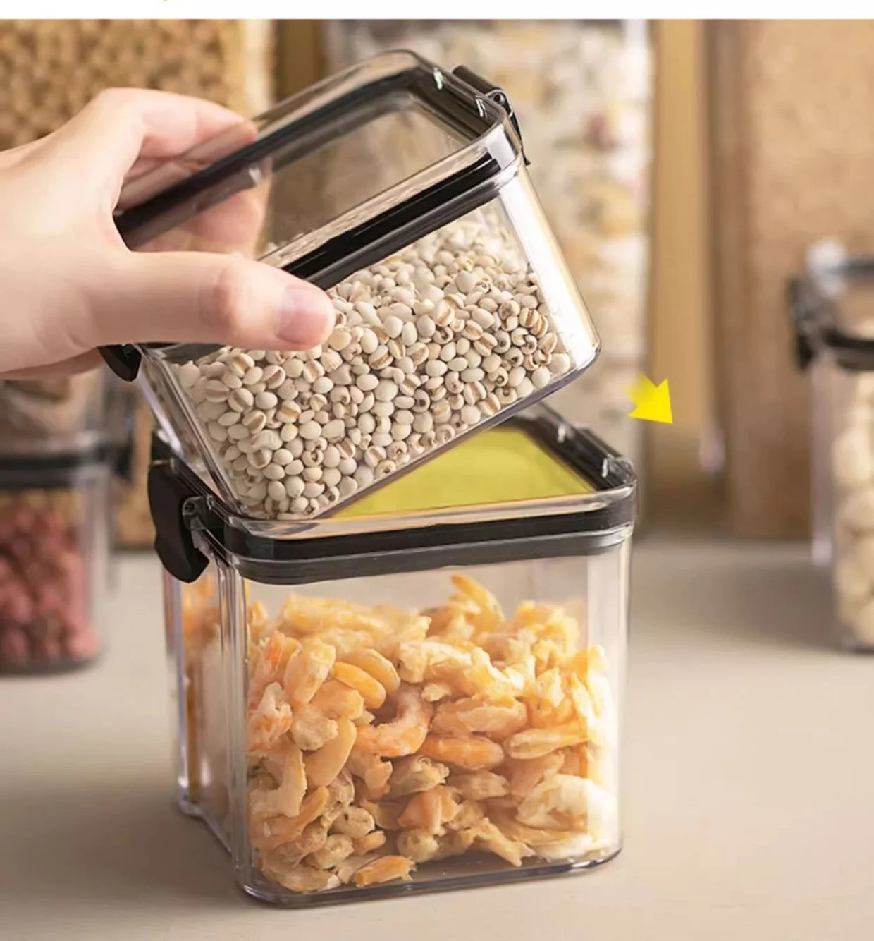 2025 Food Grade Sealed Jar Plastic Thickened Transparent Storage Box Square Snack Grain Storage Jar Container