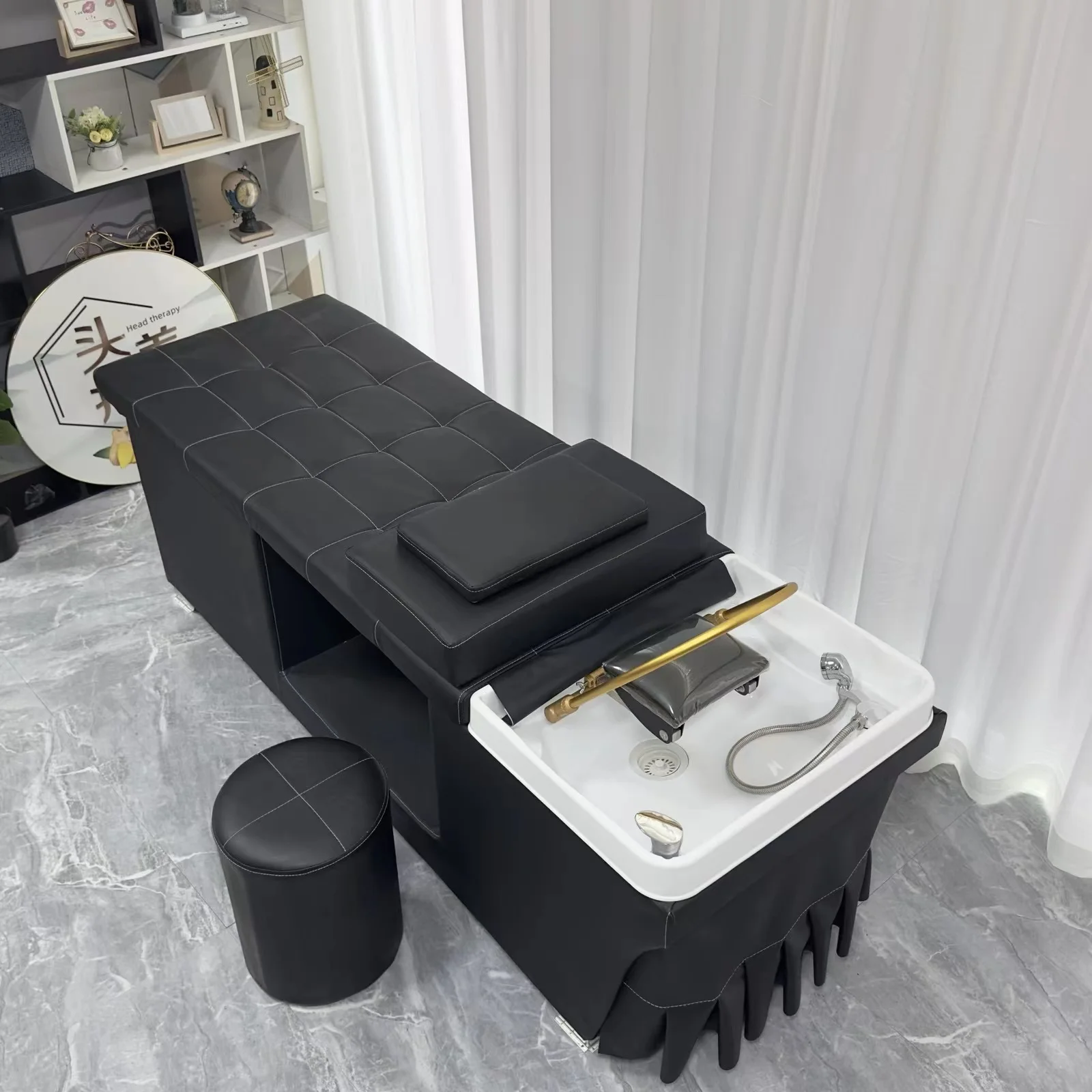 popular lay down salon washing head spa water therapy massage shampoo bed chair with water tank