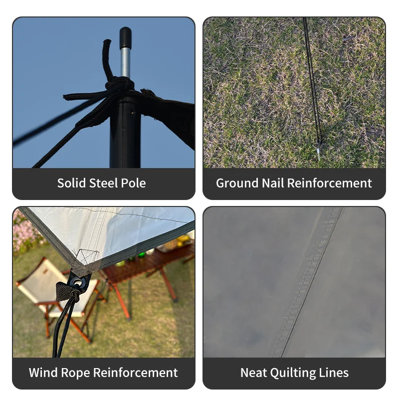 Manufacturer 210T Polyester Waterproof camping shelter camping outdoor tarp with Silver Coating Sun Protection UV 50+