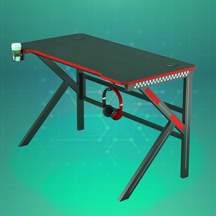 Best selling factory direct price home office gaming  table with LED light laptop gaming desk