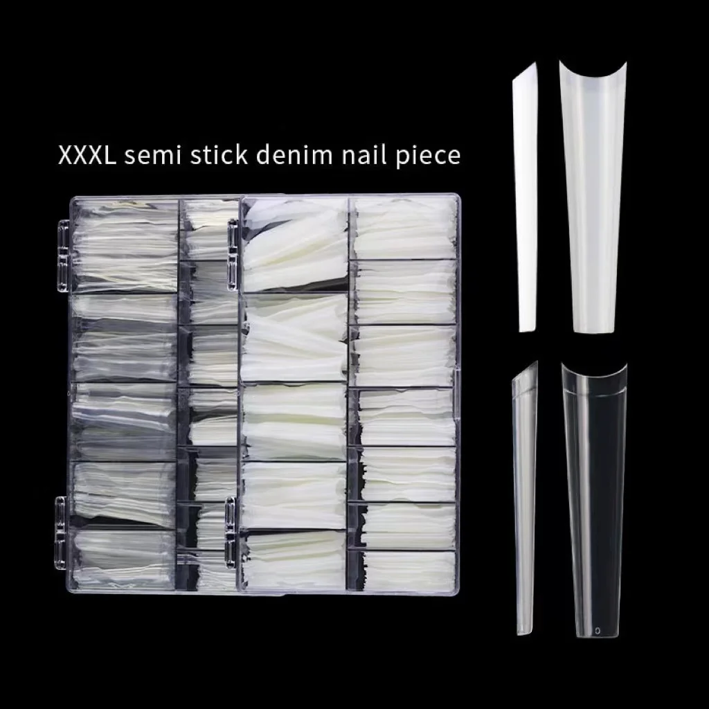 504PCS XXL XXXL Nail Tips Non C Curve Nail Tip Box False Nails Press On Clear Box Wholesale