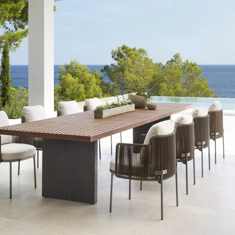 Luxury Outdoor Garden Furniture Rattan Teak Wood Outdoor Furniture Outdoor Table And Chair Set