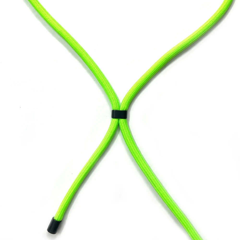 Custom Nylon Rope Highly Visible Fluorescent Green Mobile Phone Lanyard With Adjustable Length Black Metal Hooks