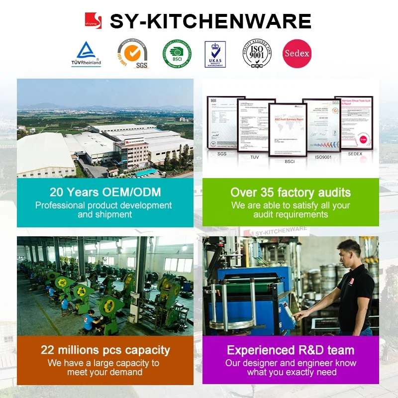 SY-кухонная утварь Оптовая продажа фабрики посуда из нержавеющей стали набор кастрюль и сковородок набор