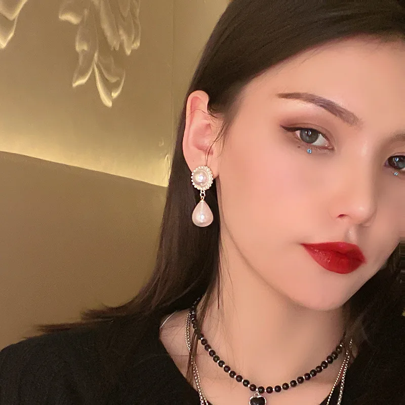  Jewelry 925 silver needle South Korea East Gate water drop pearl earrings with simple temperament