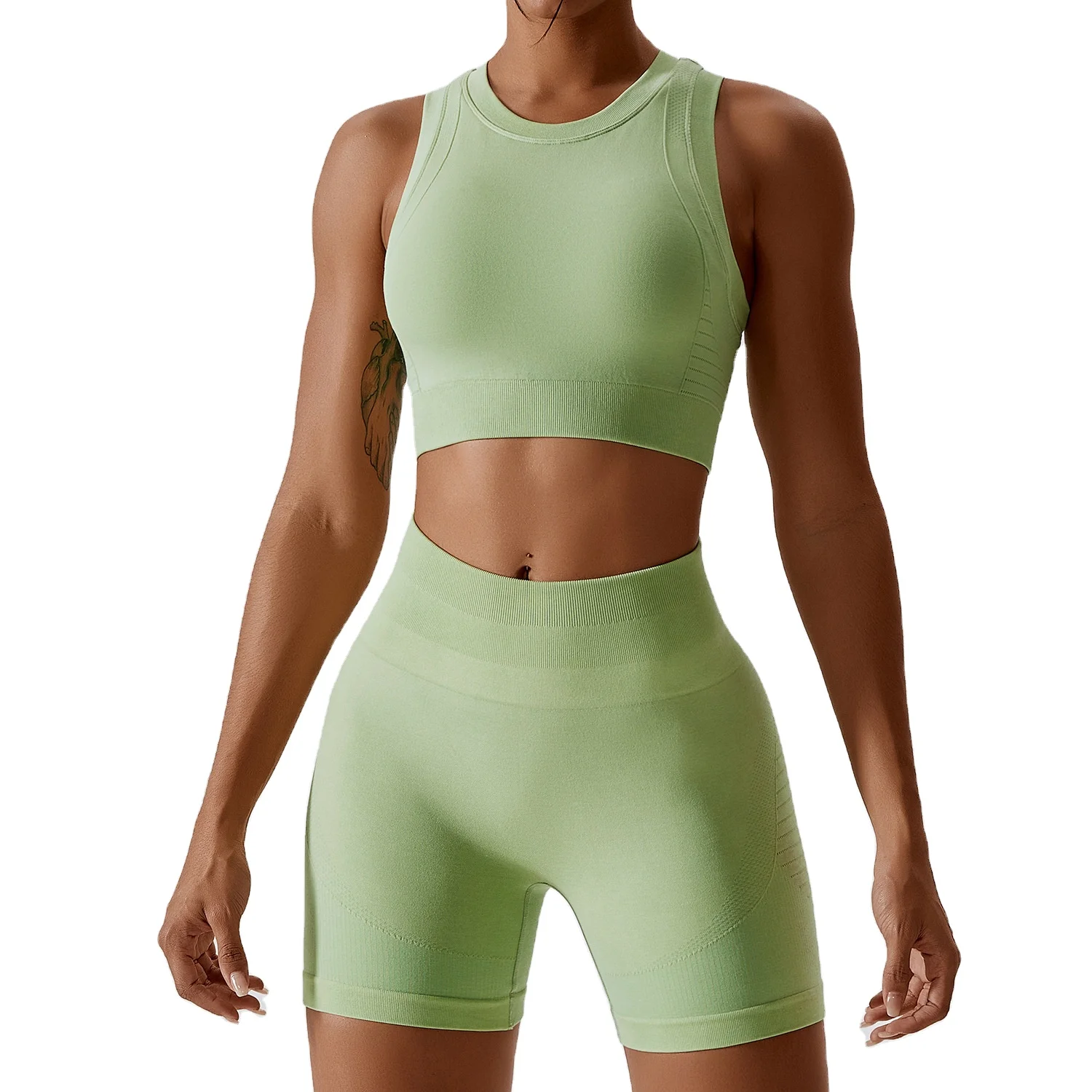 Wholesale Tik Tok Athletic Clothing Ladies Gym Fitness Sport Workout Clothes Activewear Seamless Women Jogger Wear Yoga Suit Set